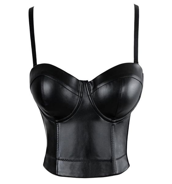 

women leather bra gothic push up bra corsage lingerie corset fashion party bra club wear plus size3290738, Black;white