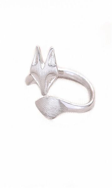 

fashion fox039s head ring face and tail wire drawing processing fox rings for women whole8782558, Silver