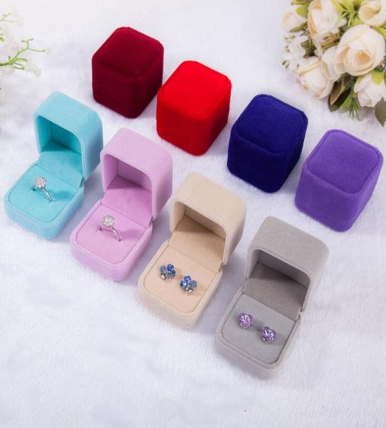 

11 colors 555043mm velvet jewelry gift boxes for rings wedding engagement couple jewelry packaging square show case box2159636, Black;white