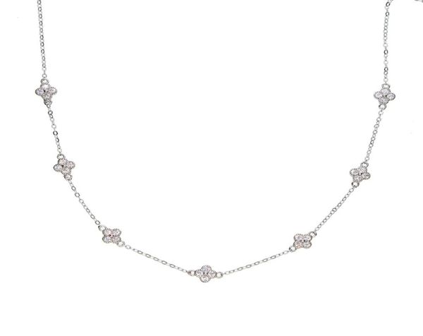 

whole choker chain small cute four clover charm lovely women girl 2018 summer 925 sterling silver cz station chocker necklace6797909