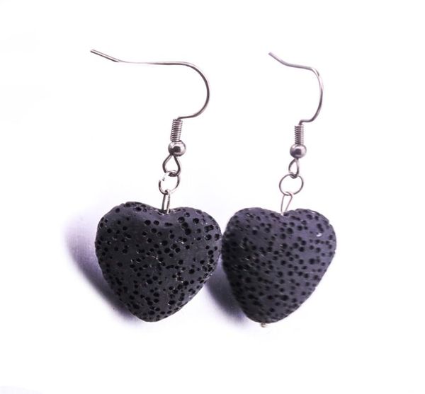 

fashion 10colors heart love lava stone earring aromatherapy essential oil perfume diffuser dangle earrings for women jewelry6104235, Silver
