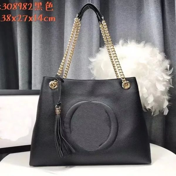 

tote chain shoulder bag designer women's tote fashion interlock letter cofskin leather fringe pendant large capacity shopping bag insid