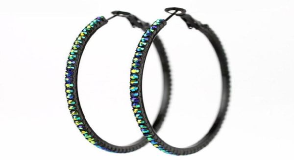 

new fashion large hoop earrings ab colorful diamond beads 70mm8874252, Golden;silver