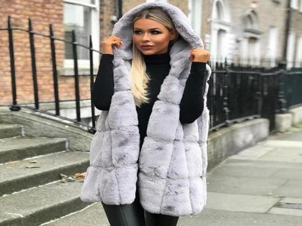 

women039s vests sleeveless coat 2022 y2k autumn winter women casual hooded vest faux fur warm streetwear korean fashion ladies 5962687, Black;white