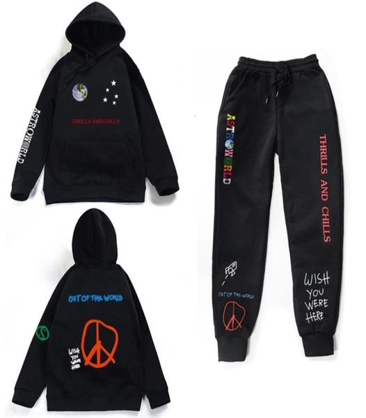 

thrills and chills hoodies plus pants autumn streetwear pullover travis scotts young men women fashionhip hop printin sh1909201385428, Black