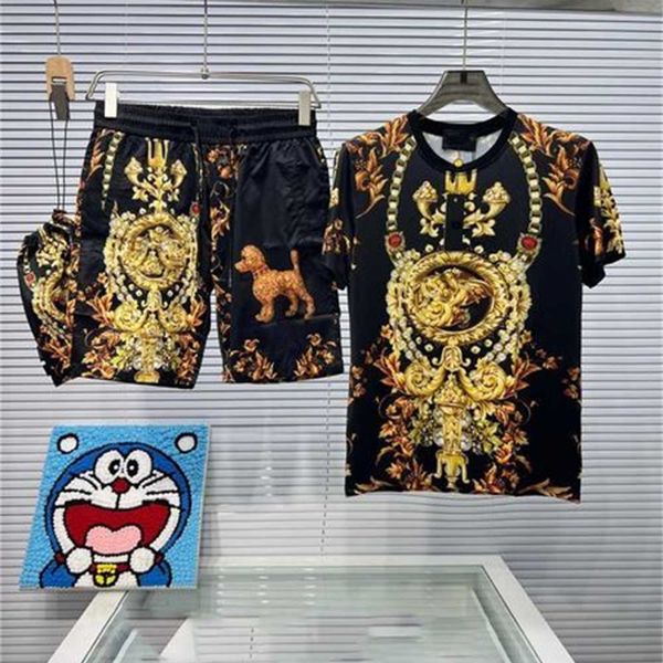 

men's tracksuits tracksuits tracksuit sportswear t-shirt new flower tiger print shirt casual down short sleeve fashion summer suit xmdu, Gray