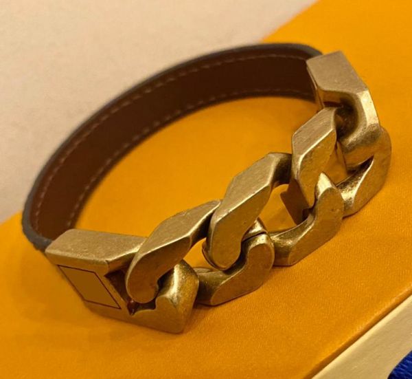 

zb006yx classic fashion chain brown black pu leather letter bracelet with gift box rough cutout charm bracelets4262845
