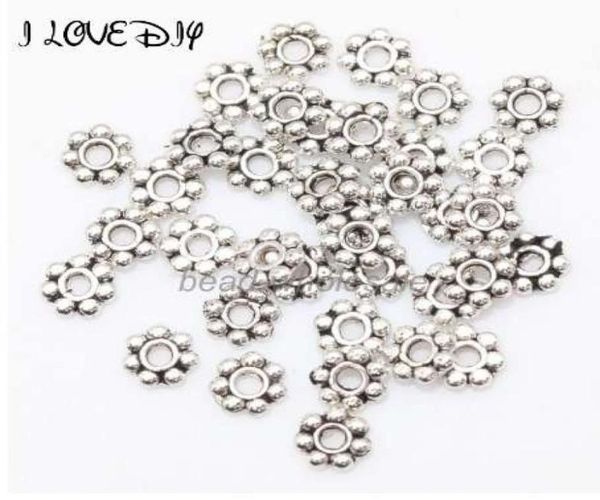 

1000pcs tibetan silver flower spacer beads round metal daisy wheel spacers 4mm for jewelry making9532431, Black