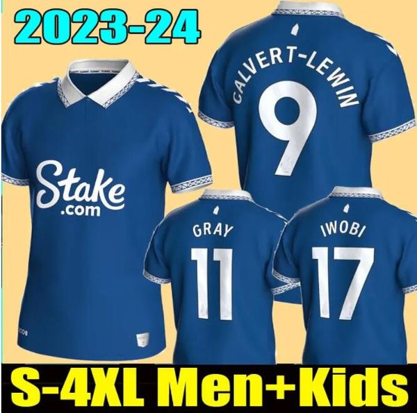

23 24 3xl 4xl everton gray soccer jerseys onana mcneil gueye doucoure garner mykolenko godfrey home away kids sets football shirts top, Black
