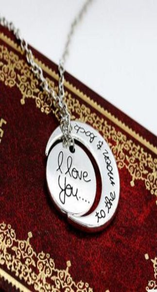 

100pcs fashion new styles i love you to the moon and back necklace lobster clasp pendant necklaces4667077, Silver