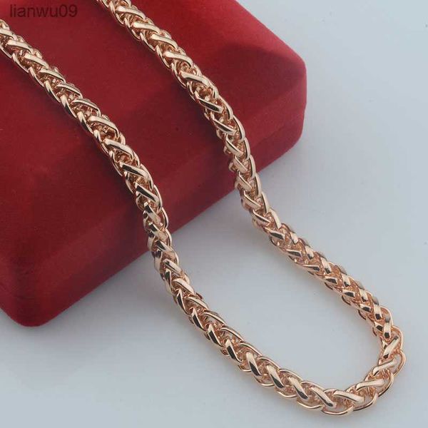 

3mm 5mm women chains classic men 585 rose gold color wheat necklace l230704, Silver