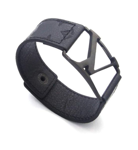 

designer jewelry wide black leather bracelets men charm bracelet for women hand strap brown flower pattern 4 colors logo stamp pri4462284, Golden;silver