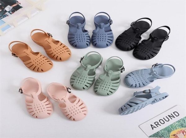 

baby gladiator sandals casual breathable hollow out roman shoes pvc summer kids beach children girls 2202244315498, Black;red