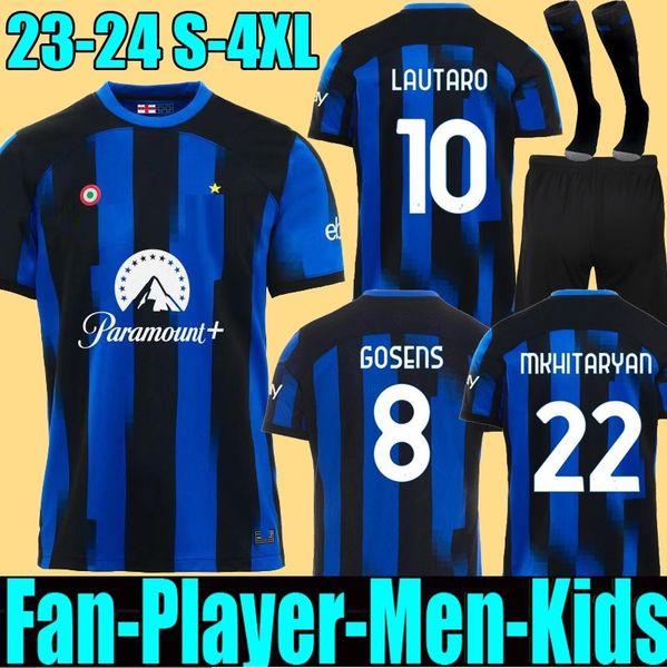 

3xl 4xl 23 24 lukaku inters lautaro milans soccer jerseys anniversary correa dzeko barella skriniar 2023 2024 brozovic home football shirt u, Black;yellow