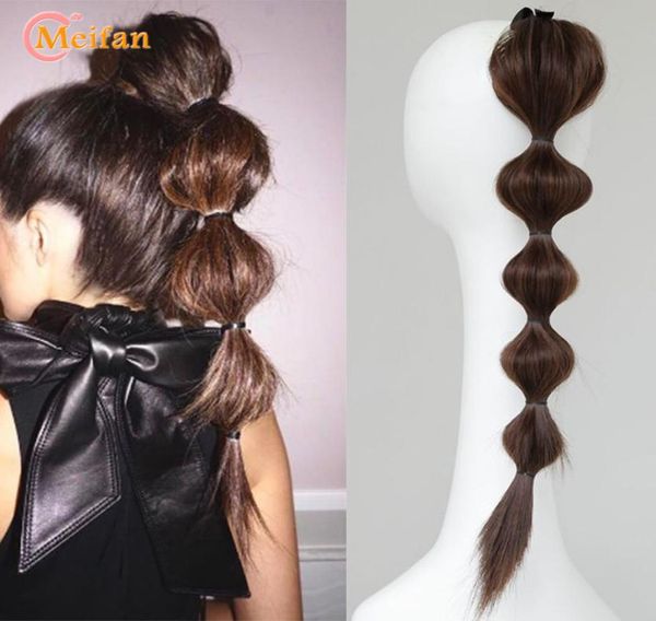 

costume accessories synthetic straight hair bubble ponytail clip in drawstring bubble lantern shape braids pony tail hair extensio1529048, Silver
