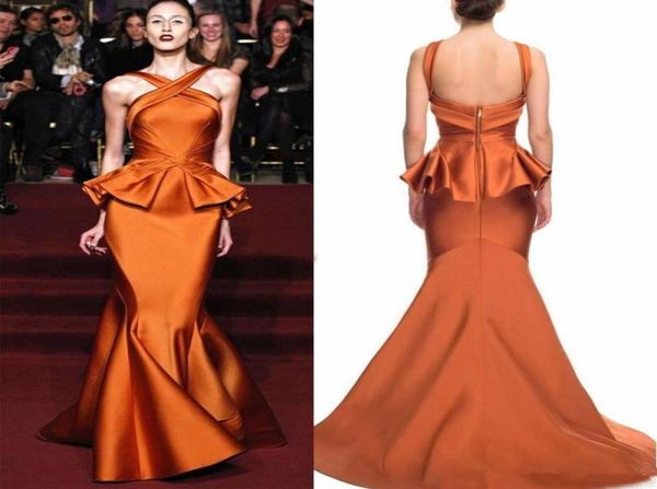 

modest mermiad evening dresses with peplum sleeveless vestidos de festa zipper back long sweep trumpet prom gowns7336223, Black;red