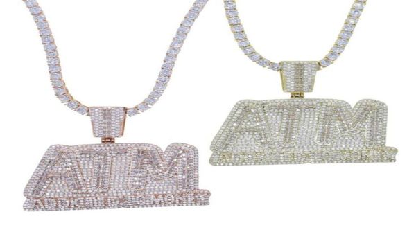 

chains 2021 arrive iced out bling cz letters atm addicted to money pendant necklace 5a cubicz zircon hiphop tennis chain jewelry2053533, Silver