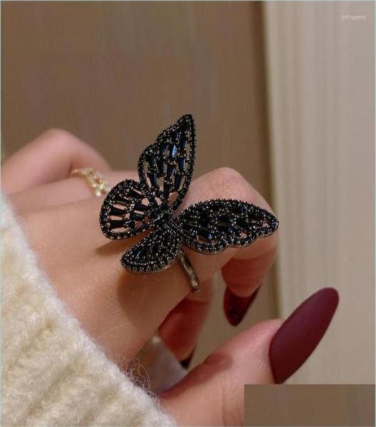 

cluster rings cluster rings mysterious black crystal butterfly korean fashion jewelry party gothic girl exaggerated accessori9645906, Golden;silver