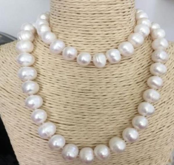 

hand knotted natural 1011 mm white fresh water cultured pearl necklace long 90cm fashion jewelry6412073, Silver