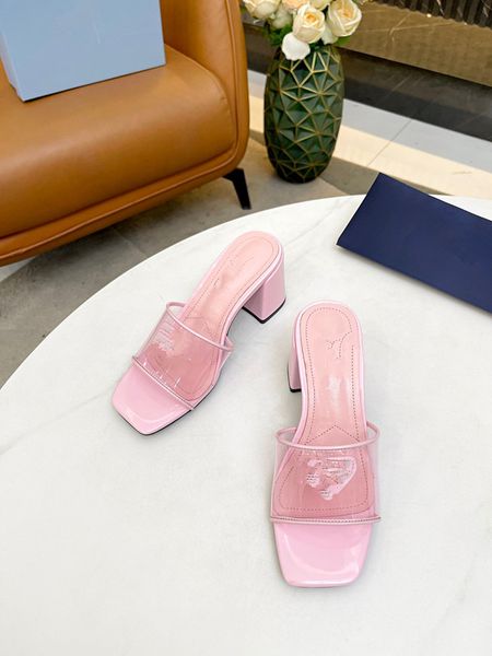 

classic designer women half slippers cowhide leather suede thick heels metal slides woman shoe beach lazy sandals high 0713, Black