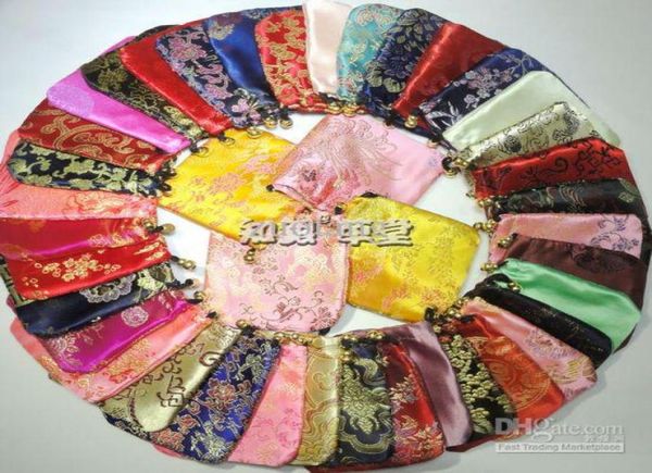

handmade small silk fabric drawstring bag jewelry storage pouch whole cloth gift packaging coin pocket 200pcslot s2714694, Pink;blue
