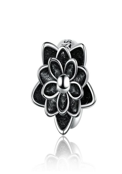 

vintage unique tibetan silver black lotus charms fit charms for girls christmas gifts real 925 sterling silver9128787, Bronze;silver