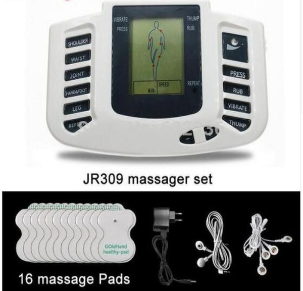 

jr309a health care electrical muscle stimulator massageador tens acupuncture therapy machine slimming body massager 16pcs pads8679955