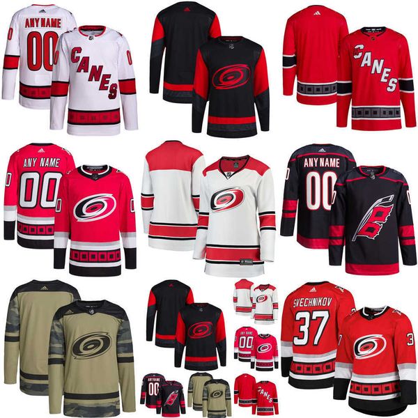 

carolina custom hurricanes hockey jerseys 74 jaccob slavin andrei svechnikov teuvo teravainen jalen chatfield dylan coghlan maxime lajoie py, Black;red