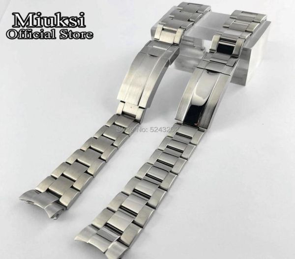 

20mm 316l solid stainless steel watch band folding buckle mens strap4313274, Black;brown