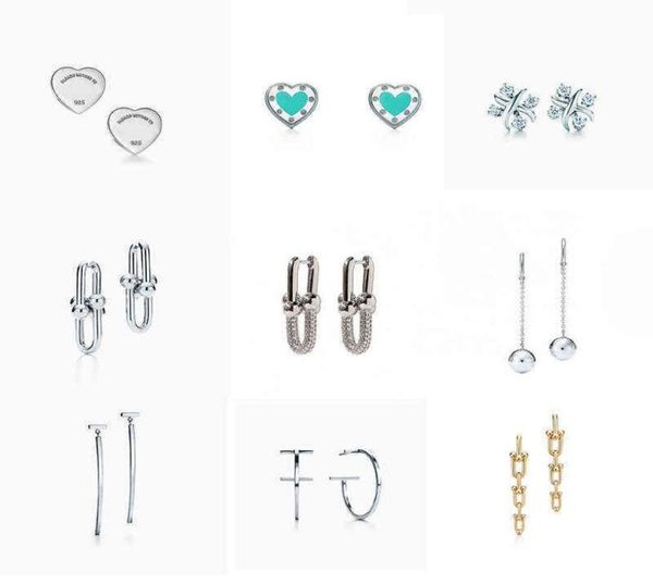 

s925 sterling silver hardwear series classic clasp earrings simple temperament anti allergy versatile earrings aa2203158459573, Golden;silver