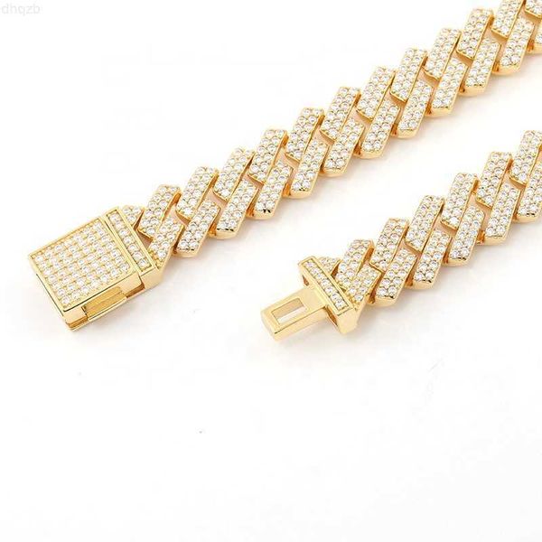 

18k gold plated miami cuban link chain 925 silver moissanite cuban chain bracelet woman