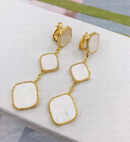 

classic four leaf clover charm earrings 18k gold fashion pendants luxury designer earring women wedding gifts jewelry 655066, Golden