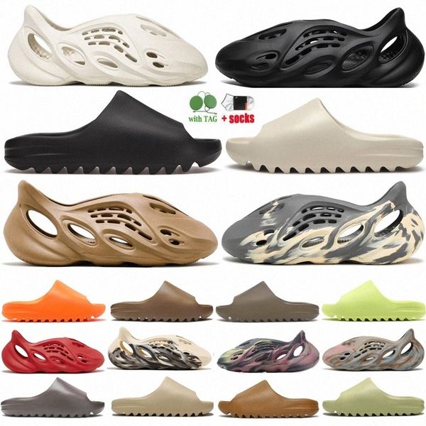 

slippers slides sandals foam sneakers slider shoes trainers runner graffiti bone white resin desert sand rubber summer designer beach, Black