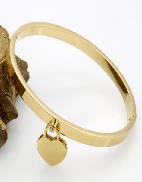 

wholebrand stainless steel fashion double heart lover bracelet bangle with crystal for women love bracelets pulseira fine jew4375507, Black