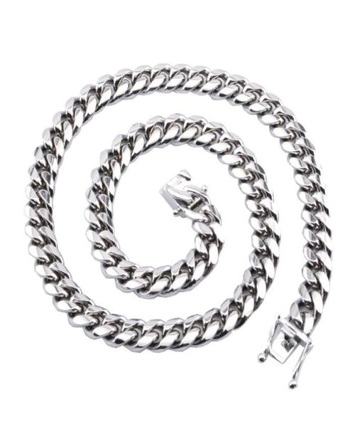 

10mm heavy necklace stainless steel miami link curb cuban chain mens necklace male party jewelry accessories stylish beautiful9169197, Silver