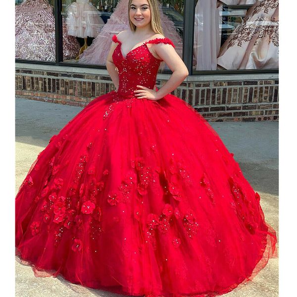 

princess red quinceanera dresses off shoulder sweet 15 party ball gown crystal, Blue;red