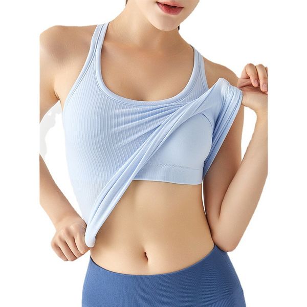 

ll summer yoga exercise vest ebbto street sleeveless backless lulul outdoor chest padded nude high waist quick dried sports tank lu-yoga out, Black;white