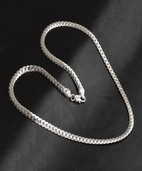 

fashion 925 silver plated statement necklace men 5mm chunky necklaces pendants men jewelry guarantee long color necklaces5483810