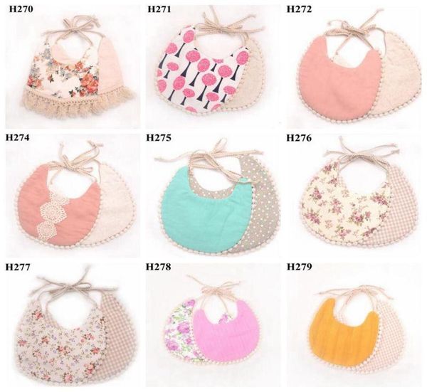 

ins burp cloths cartoon floral geometry animal print bibs infant bandana baby cotton double layer tassel8118697