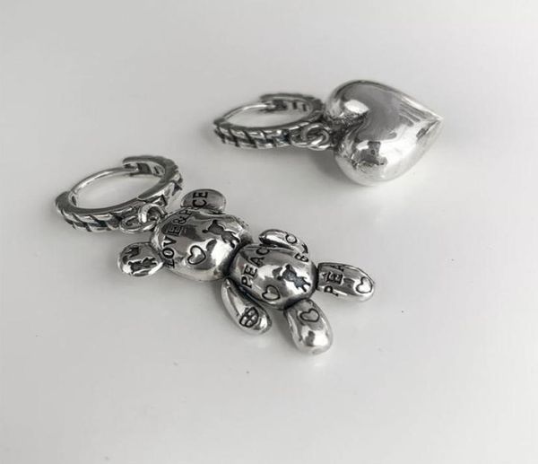 

vintage accessories bear stud heart asymmetrical party jewelry fashion designer heartshaped stud foxanry allergenic 925 sterling 6562199, Golden;silver