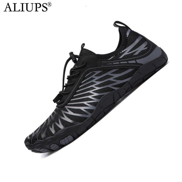 

water shoes aliups 36-46 water shoes men's sports shoes barefoot beach sandals girl upstream aqua shoes quick dry river and sea diving, Black