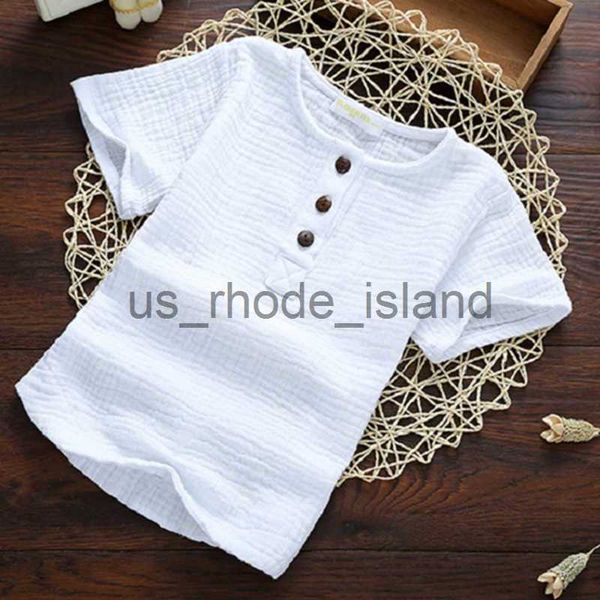 

t-shirts new cotton linen baby boys t-shirts toddler girls breathable 2-10y summer children clothing button tee shirts for kids y0914 x0714, Blue