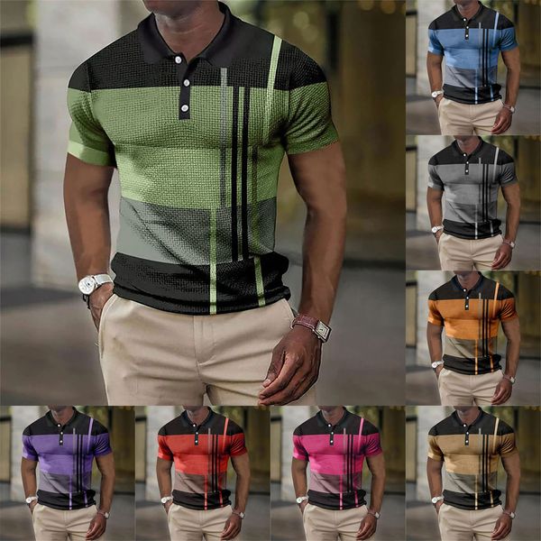 

men's polo shirt stripes short sleeve t-shirts casual business button tees summer clothing for boys, White;black