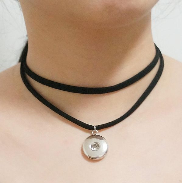 

whole fashion chain dj0101 punk goth leather collar choker funky charm snaps necklace fit 18mm buttons snap jewlery lobster c7207705, Silver