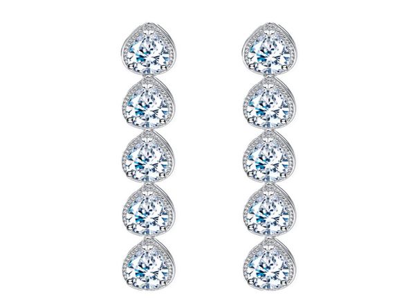 

luxury jewelry long dangle water drop earring designer for woman white aaa cubic zirconia earrings copper 18k gold diamond earring9737486, Silver