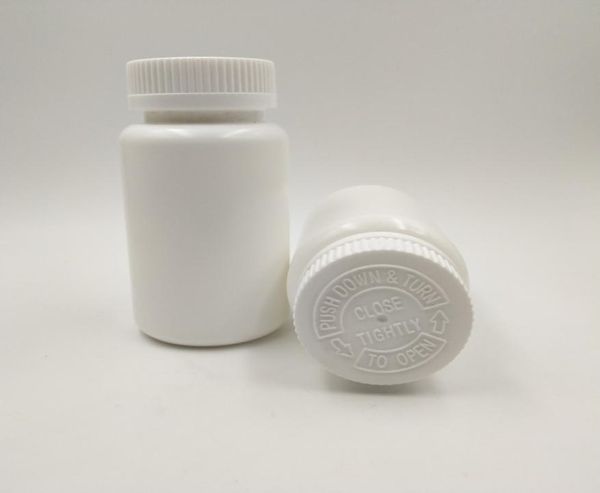 

100pcs 150ml 150cc white plastic hdpe pill bottle capsule container vitamin box with crc caps seal lids for medical3181486