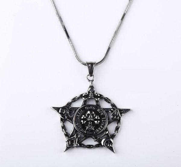 

2018 punk titanium pendants cool pentagram skull pendant necklace for men gothic style hexagram necklace jewelry d719l1452862, Silver