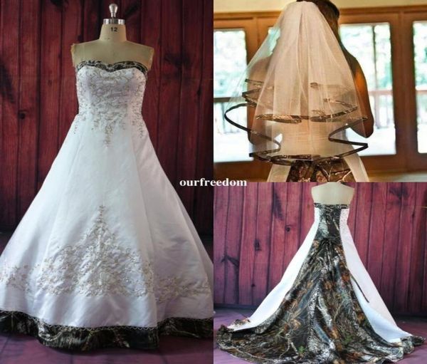 

elegant a line camo wedding dresses embroidery beaded lace up court train plus size vintage country garden bridal wedding gowns wi2115327, White
