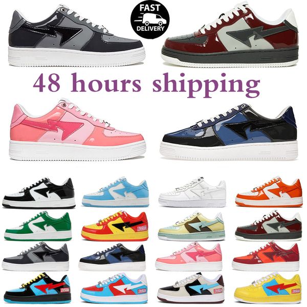 

designer sta sk8 casual shoes low for men sneakers patent leather black white blue camouflage skateboarding plate-forme trainers sports star