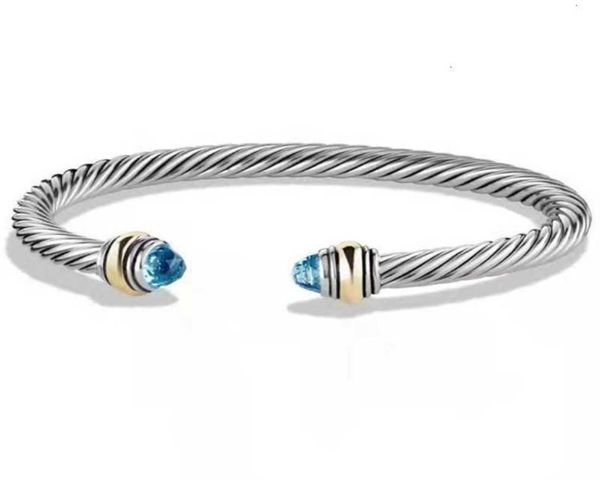 

cuff wedding bracelet women crystals two color 18k gold plated wire rope simple open love charmed bracelets 5mm 4mm hip hop design8538120, White